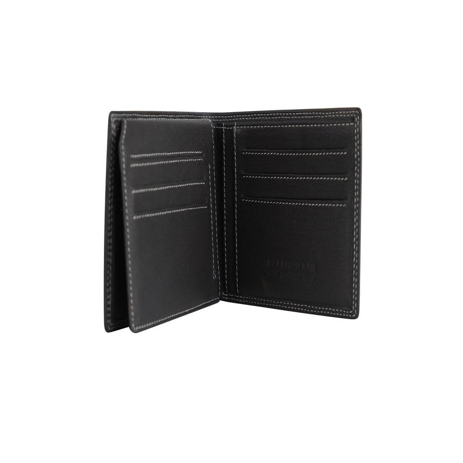 MADE IN ITALY Mens wallet ITALIAN LEATHER Vera Pelle 10 Crads + ID (Black)2