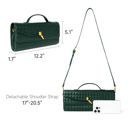 Image of Joryin Woven Purse for Women Evening Clutch Woven Leather Handbags Crossbody Bag Purse Formal Evening Bag, Vegan Leather