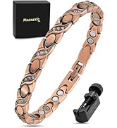 MagnetRX Copper Bracelets for Women - Ultra Strength Magnetic Crystal Bracelet for Women - Adjus...