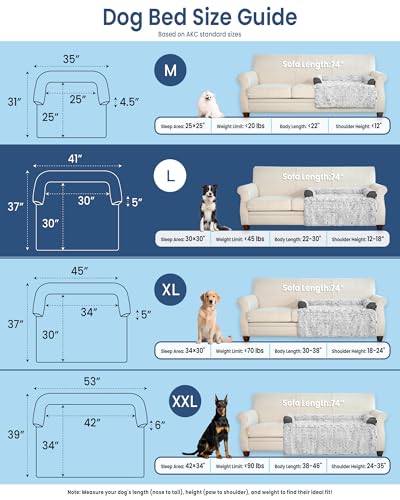 blunique Hundebett für Sofa Hundedecke Sofaschutz Hund Waschbar rutschfest Wasserdicht Mittelgroße Hunde, Grau L