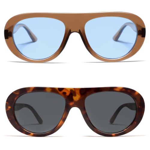 Image of VANLINKER Oversized Retro Aviator Sunglasses for Women Men Chic 70s Vintage Style Trendy 2026 Chunky Sun Glasses VL9865