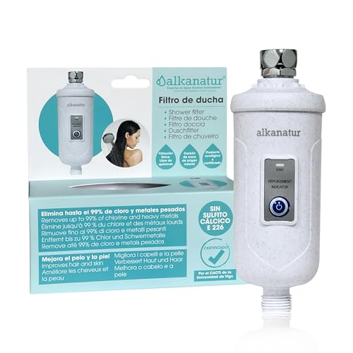 Filtro Agua Para Ducha Y Baño 30.000 L Para El Pelo Y Piel Sistema De Filtración Elimina El Exceso De Cal Y Cloro Libre De Sulfito Cálcico E226 Shower Head Filter Alkanatur