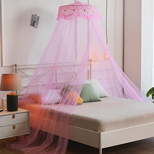 VISATOR Mosquito Net Bed Canopy for Girls,King Canopy Bed Curtains Queen Size from Ceiling,Dome Mosquito Netting Bed Tent Twin Girls Canopy Bed Decor...