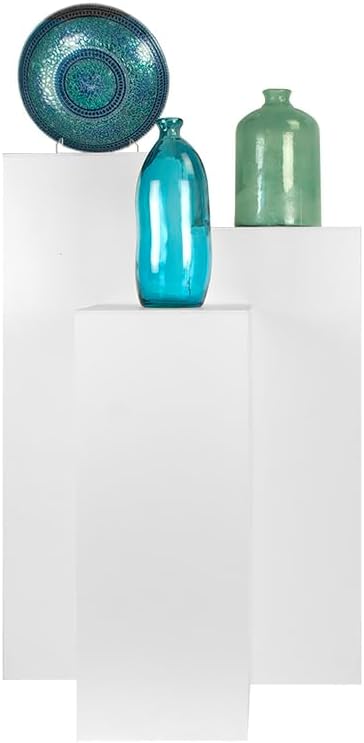 shopPOPdisplays 3 Pcs Pedestal Stand Set - White Expanded PVC - Lightweight, Space Saving, Compact Storage - Plinth Pillar for Party, Events, Retail, and Exhibits - 50lb. Capacity (Standard Set)