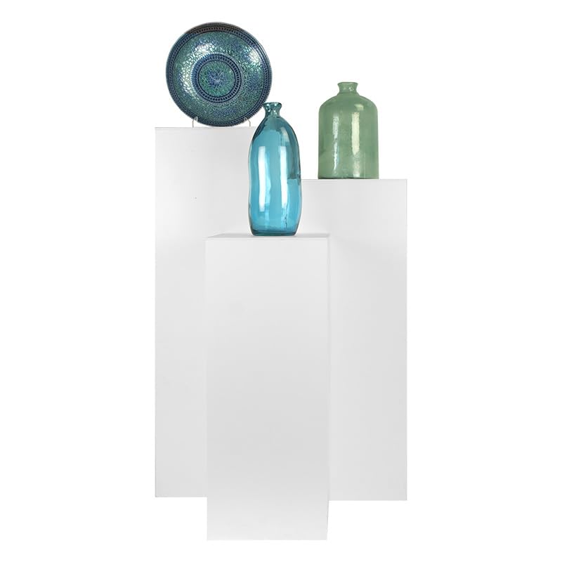 Image of shopPOPdisplays 3 Pcs Pedestal Stand Set - White Expanded PVC - Lightweight, Space Saving, Compact Storage - Plinth Pillar for Party, Events, Retail, and Exhibits - 50lb. Capacity (Standard Set)