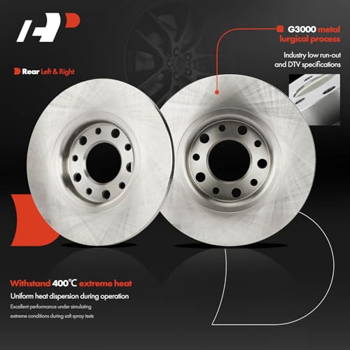 A-Premium 10.95 inch (278mm) Rear Solid Disc Brake Rotors Compatible with Select Jeep & Chrysler Models - Cherokee 2014-2022, 200 2015-2017, 2-PC Set by A-Premium - Image 3