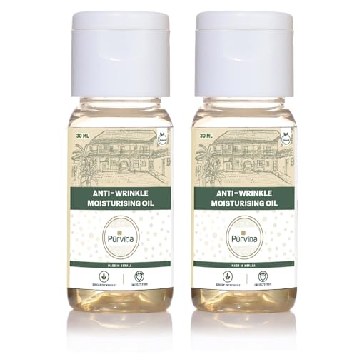 Image of Purvina Anti Wrinkle Moisturising Oil 30 ml (Pack of 2) | Handmade from Coconut Milk | Anti Aging | Moisturising Face Oil | Single Ingredient | Chemical-Free