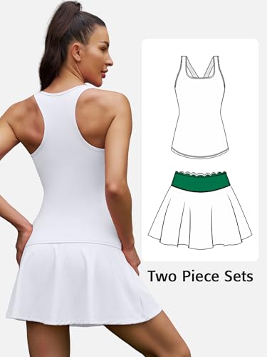 ATTRACO Vestido feminino de tênis de 2 peças com shorts embutidos, vestido de golfe recortado, costa