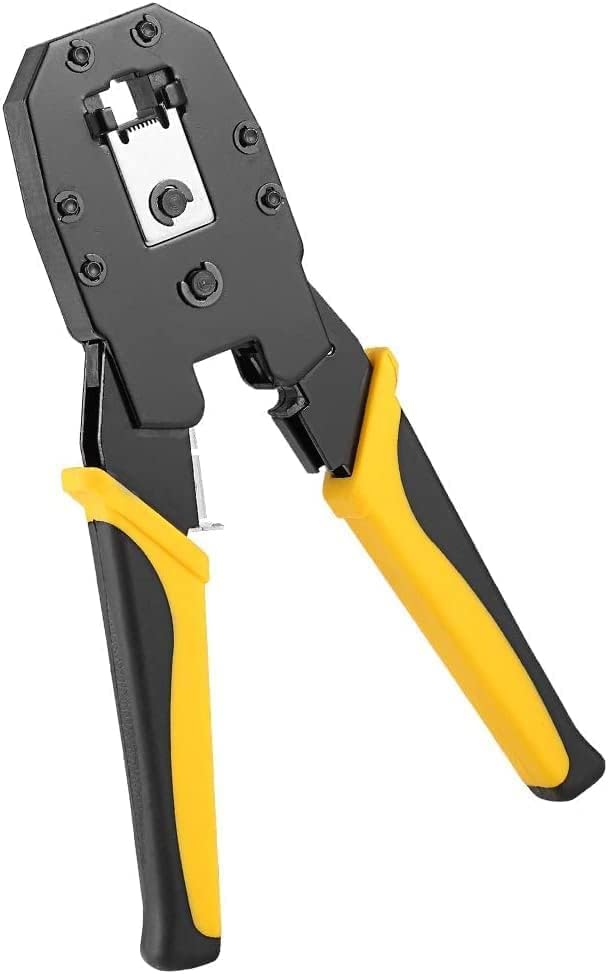 Image of Modular Plug 3-in-1 Crimping Tool - RJ45, RJ11, RJ12 Network Lan Ethernet Cable Cutting Stripping Crimper and Telephone Cables 4P /6P /8P Bosi Crimping Tool Pliers 190mm