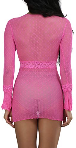 Image of ToBeInStyle Women's Stretch See Through Fishnet Novelty Mini Rave Party Dress
