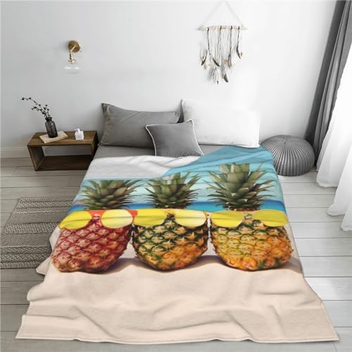 Couverture en flanelle ananas jaune 152x127 cm pour lit et canapé - 8