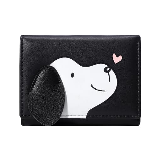 Sunwel Fashion Girls Cute 3D Puppy Mini Wallet Tiny Wallet Cash Pocket Card Holder ID Window Purse for Women (BLACK)