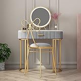  OYhmc Ensemble de Table de Toilette de Style Moderne avec comptoir en marbre, Meuble de Chambre à Coucher élégant, Bureau de Maquillage avec Miroir et Tabouret