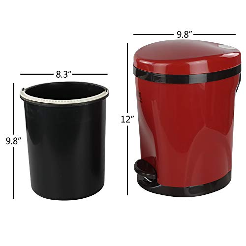 Caneca de basura circular con pedal 8.3 L roja miniatura 3