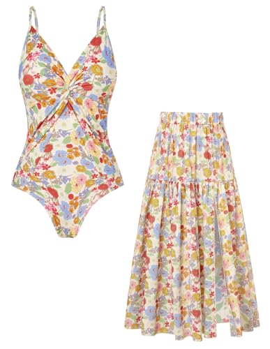 GRACE KARIN Women's One Piece Swimsuits with Cover Up Skirt