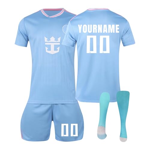 Camiseta Fútbol Miami Personalizadas para Hombres y Niño, equipación Fútbol DIY Nombre y Número con Conjunto Top Pantalón Corto y Calcetines Regalo de Fútbol