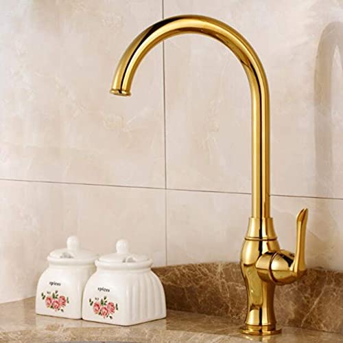 Robinet de cuisine rotatif 360 mitigeur en cuivre doré pour évier et lavabo