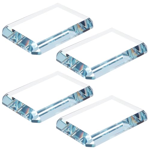 FINGERINSPIRE 4 Stück Glasbriefbeschwerer 6.9x10x1.2cm Rechteckiger Durchsichtiger Glasblock Schreibtischaccessoire Für Chinesische Kalligrafie Schreibtischdekoration Schreibgerät Heimdekoration