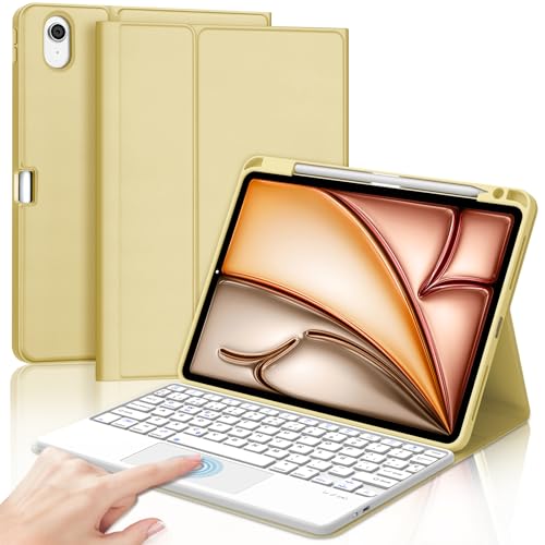 Teclado para iPad Air 11 funda bluetooth trackpad español Ñ imán extraíble amarillo