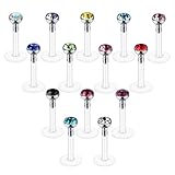Xpircn 14PCS Labret Lip Rings 16g Bioflex Labret Tragus Helix Cartilage Earring Stud Medusa Monroe...