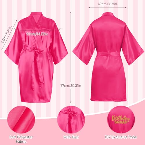 YFNVH 24-tlg. Spa Party Set für Mädchen – Kinder Bademantel Set mit Haarband, Schlafmaske & Tasche, Satin Kimono für Geburtstag, Wellness & Pyjamaparty (DE/NL/SE/PL, Alter, 12 Jahre, Regular, Rosa)