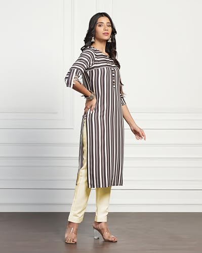 Tadkee Women Cotton Blend Printed Kurta With Pant (Nx-Kurti-Pant-Lining-110-Navy-Xl)