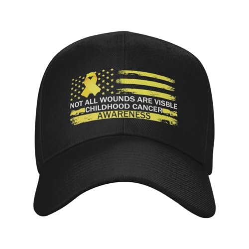 Not All Wounds are Visible Childhood Cancer Awareness Fashionable Casquette Hat Breathable Adjustable Strap for Comfort Style Black2