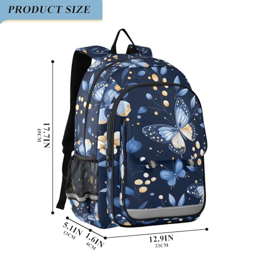 Sac à dos bleu papillon pour enfants et cartable d'école mixte - 2