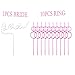 Bachelorette Party Decorations Straws Bridal Shower Supplies - White Large Bride + Pink Diamond Ring Straws Set 11 Pieces | Engagement Wedding Supplies Bride to Be Gift
