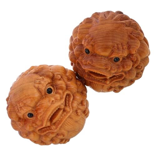 BRIGHTFUFU Luxurious Cliff Cypress Wooden Hand Therapy Balls 2 Pack Hand Massager for Hand Muscle Training Deep Tissue Massage Finger Exercise Relief