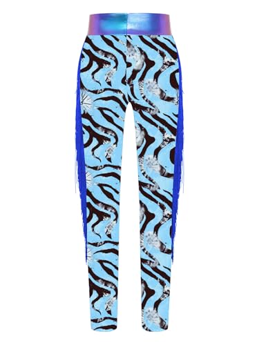 Girls' Sports Pants Figure Skating Pants Ice Skate Leggings Metallic Side Tassel Training Pants4