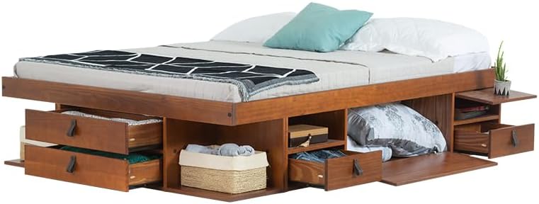 Memomad Bali Super King Size Bed Frame 180x200, Modern Wooden King Size Bed with Leather Accents, Sturdy and Spacious, Handcrafted Look, Natural Finish, Space-Saving Design, Double Bed Frame