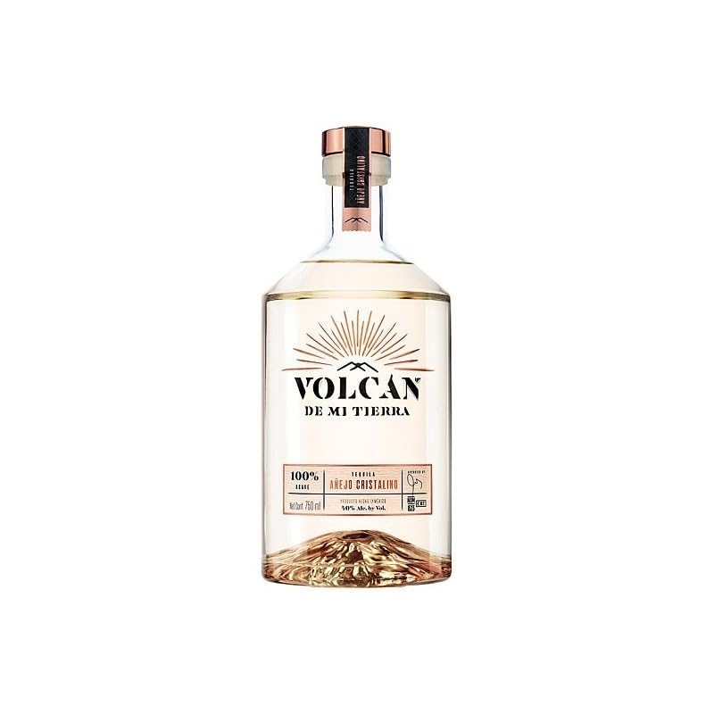 Tequila Volcán Añejo Cristalino 40% Vol – Tequila añejo filtrado, suave y elegante, con sabor puro, ideal para paladares exigentes y cócteles premium