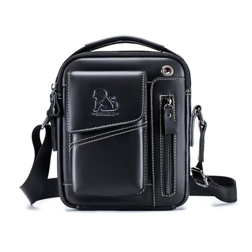 WeeDee Sling Bag Borsa a tracolla in pelle, borsa a tracolla da uomo, borsa a tracolla, zaino impermeabile, Nero