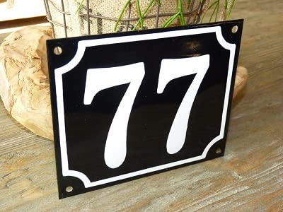 Numéro de maison émail n ° 77 noir 18x15 cm pour votre villa