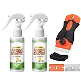 Teegxddy 2 Pezzi Rimuovi Colla Adesivi,Con Raschietto, Adatto per Auto, Finestre, Pareti - Solvente Rapido per Nastro Adesivo,120ML