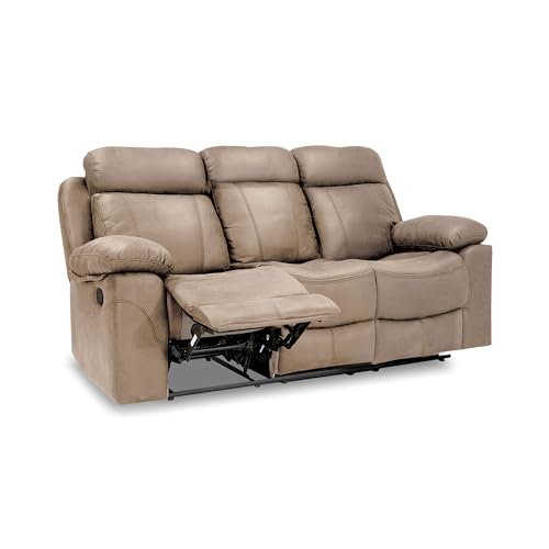 duehome | Sofá 3 Plazas, Sofá Reclinable, Asiento de Descanso, Modelo Nellie, Acabado en Tejido Color Cemento, Medidas: 208 cm (Ancho) x 101 cm (Alto) x 97 cm (Fondo)