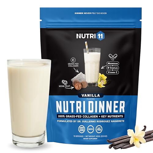 Image of NutriDinner by Nutrillermo | Grass-Fed Collagen Protein Powder | Collagen with Magnesium B-Vitamins | Collagen Supplement for Sleep and Recovery (14,9, Vanilla)