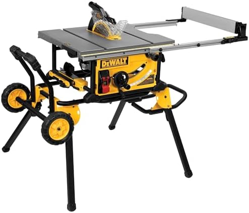 DEWALT Table Saw 10 Inch with Foldable Rolling Table Saw Stand, 1...