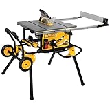 DEWALT Table Saw 10 Inch with Foldable Rolling Table Saw Stand, 15 Amp, 4800 RPM, 32-1/2-Inch Rip...