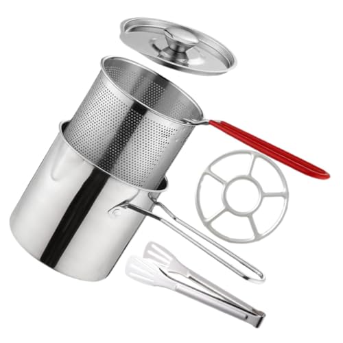VALICLUD 1set Fry Pot with Fry Basket and Lid Deep Fryer Kit for Chicken Shrimp Lightweight Design for Indoor and Outdoor Cooking