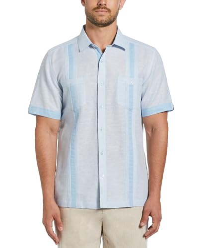 Cubavera Men's Linen Blend Guayabera Short Sleeve Button-Down Shirt