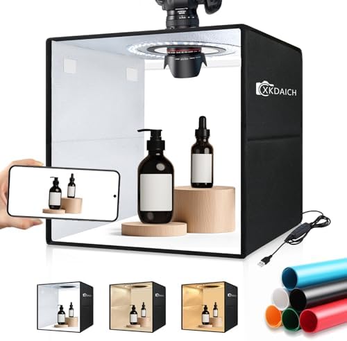 12x12 Inch Portable Folding Photo Studio Box with Dimmable Ring L...