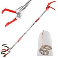 Incycall Optimierter 127 cm Schlangenhaken mit Schloss – Faltbarer Schlangengreifer mit breiter Zange, aus Edelstahl, Langer Reichweite, für sicheres Handling – Ideal für Reptilien