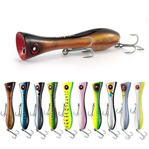 Dr.Fish Topwater Popper Saltwater Fishing Lures, 8 Inches GT Popper VMC