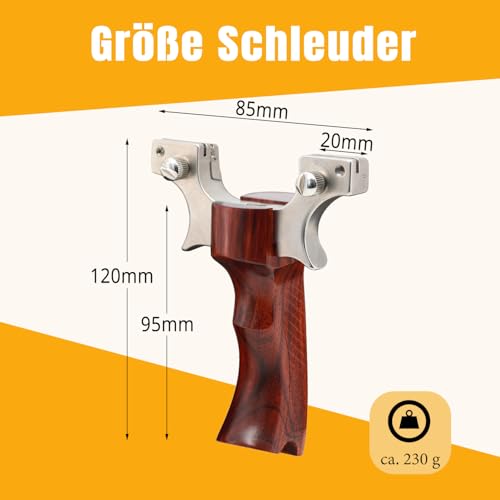Luoyer® Zwille Steinschleuder Profi für Jagd Slingshot Clip-Anbindungstechnik Schleuder aus Edelstahl Holz Griff Katapult Set mit Gummibänder Tonkugeln für Erwachsene Outdoor Sport