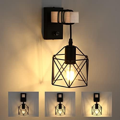 Wall Sconces Set Of 2 Industrial Wall Light Vintage Sconce Lamp Adjustable Lamp Rustic Metal Wire Cage Wall Lamp Shade Edison Style Antique Light Fixture (No Bulb) (Bronze Color Deck Box