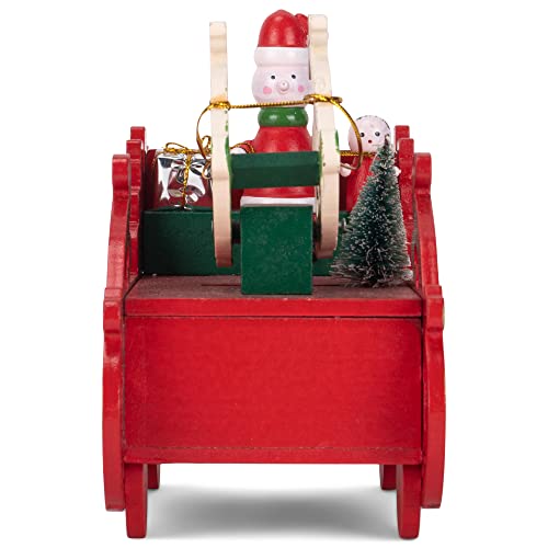 Trineo de Santa con reno rojo decorativo para regalar en Navidad 4