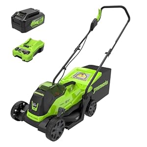 Greenworks 24V 13″ Brushless Cordless (Push) Lawn Mower, 4.0Ah Battery and Charger Included