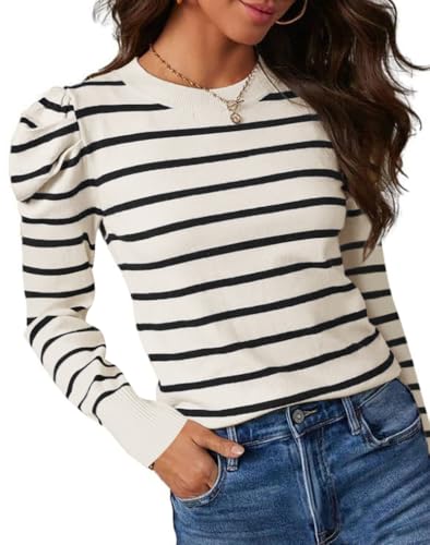 UNCLECAT Women's Striped Sweater Trendy...
